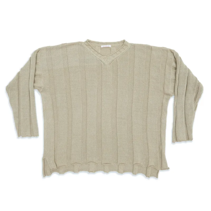 Rolling V-Neck Sweater - Beige Cotton sold by S.K. Manor Hill