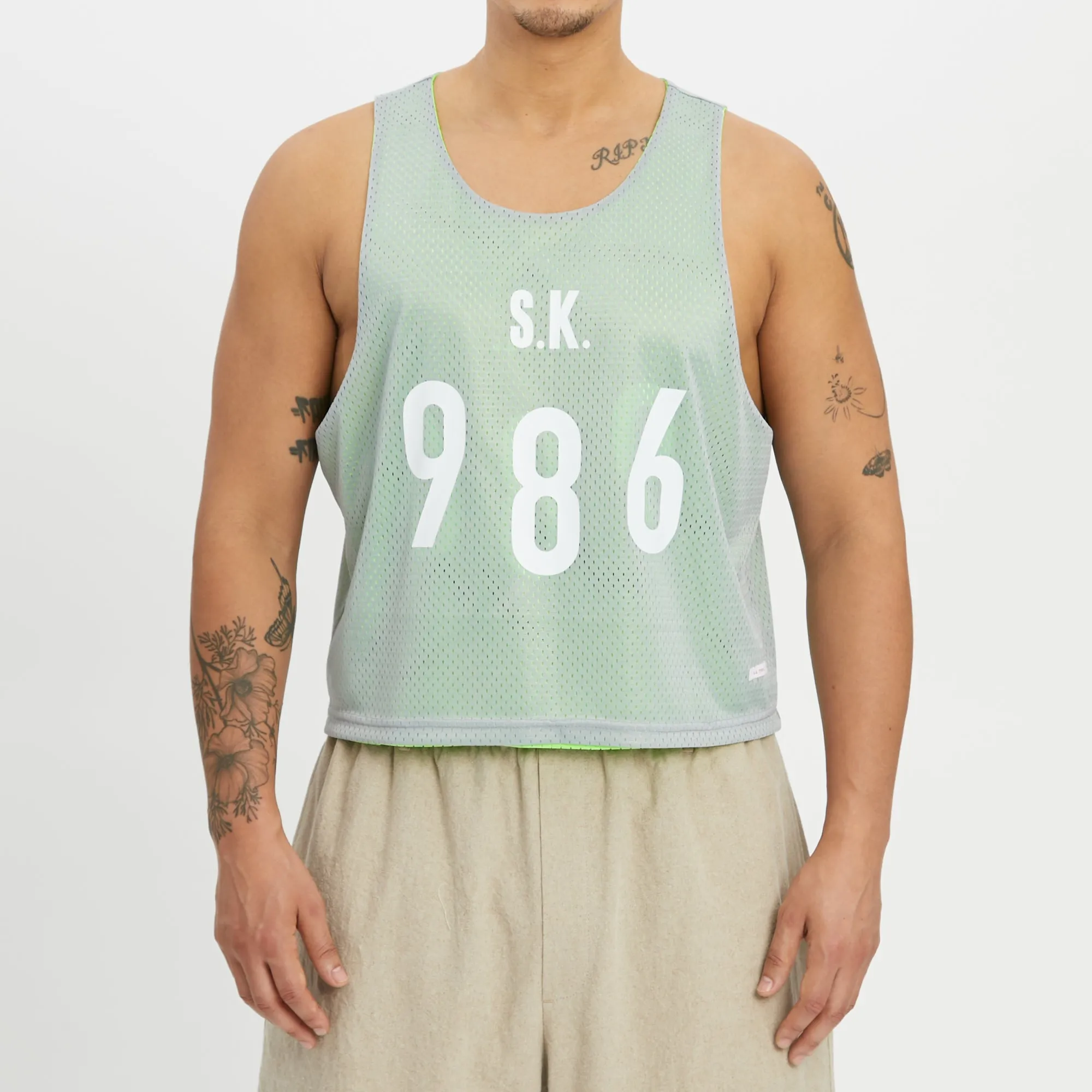 Reversible Ball Jersey - Grey & Neon Green Mesh sold by S.K. Manor Hill product image thumbnail 3