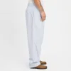 Lunar Pant - Light Blue & Burgundy Striped Cotton sold by S.K. Manor Hill