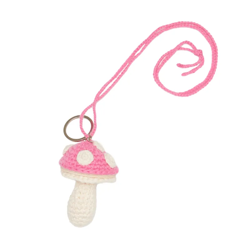 Small Mushroom Keychain/Necklace – Pink Cotton sold by S.K. Manor Hill