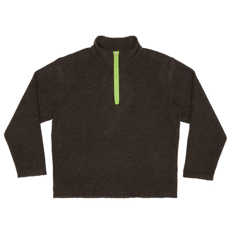 Half-zip Pullover - Brown Recycled Wool Pile made by S.K. Manor Hill