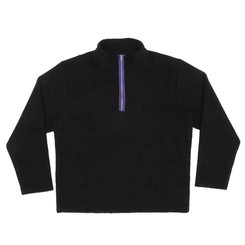 Half-zip Pullover - Black Recycled Wool Pile sold by S.K. Manor Hill