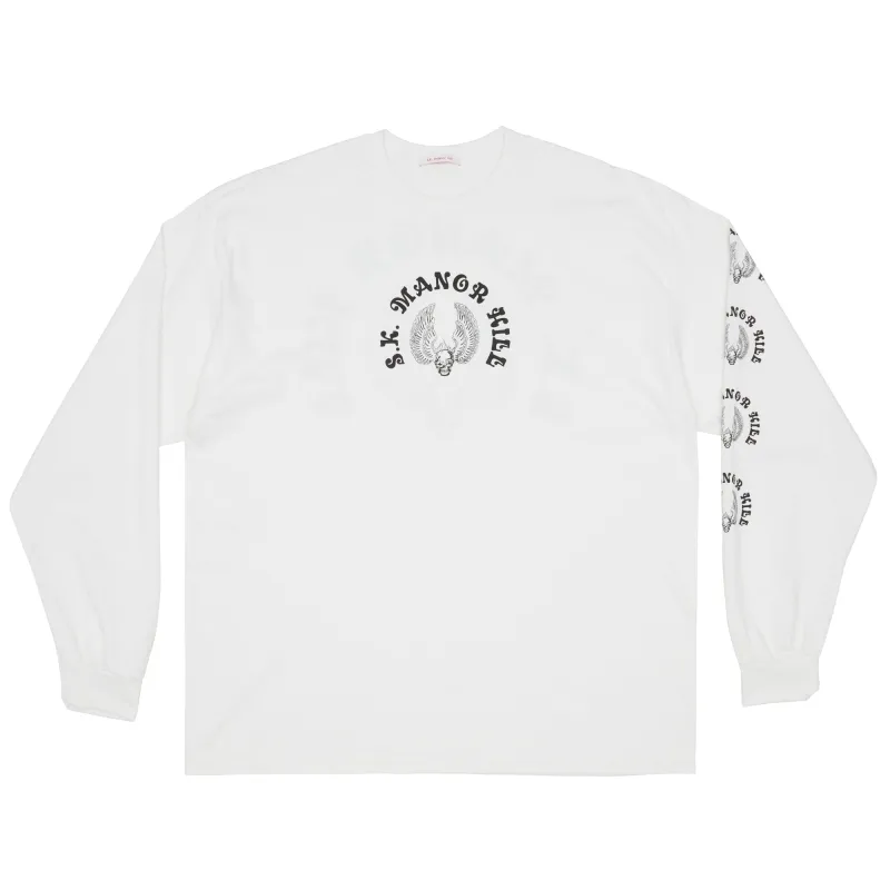 Skull & Wings LS T-Shirt - White Cotton sold by S.K. Manor Hill