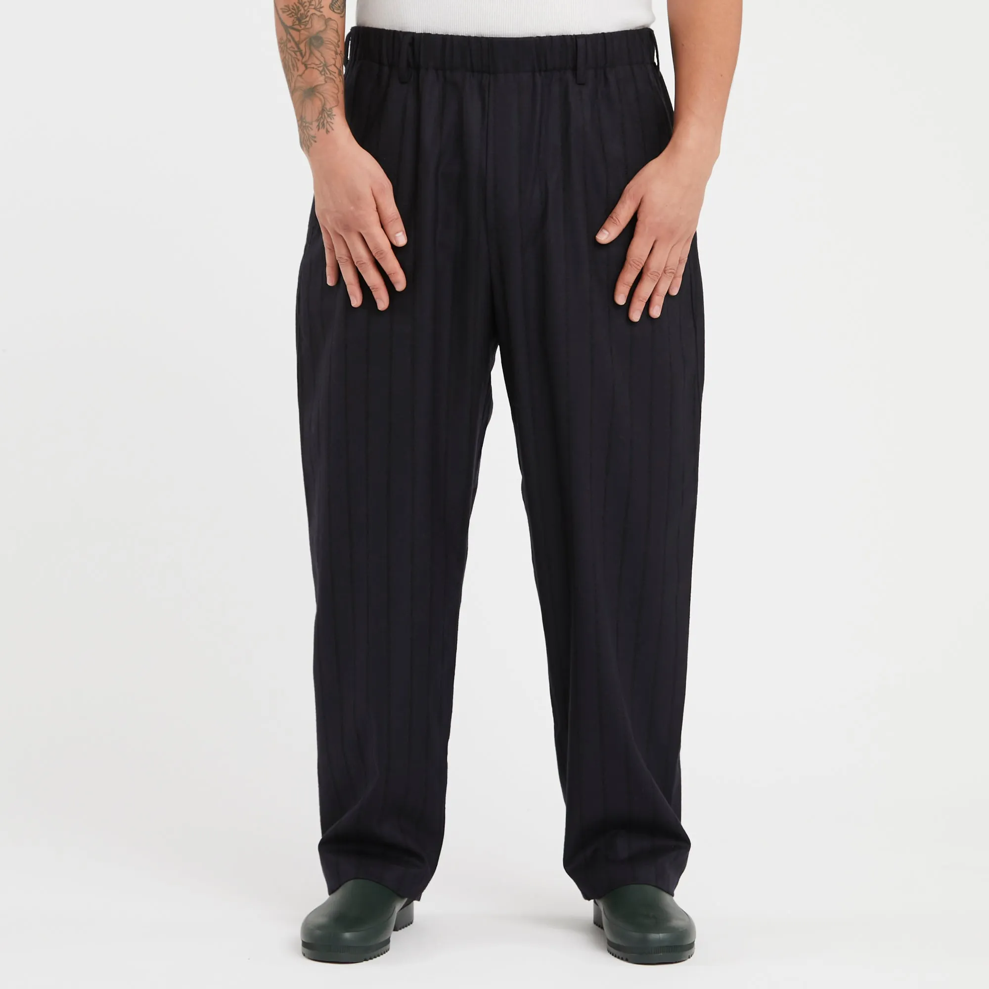 Tilt Pant - Navy w Black Stripes Wool sold by S.K. Manor Hill product image thumbnail 3