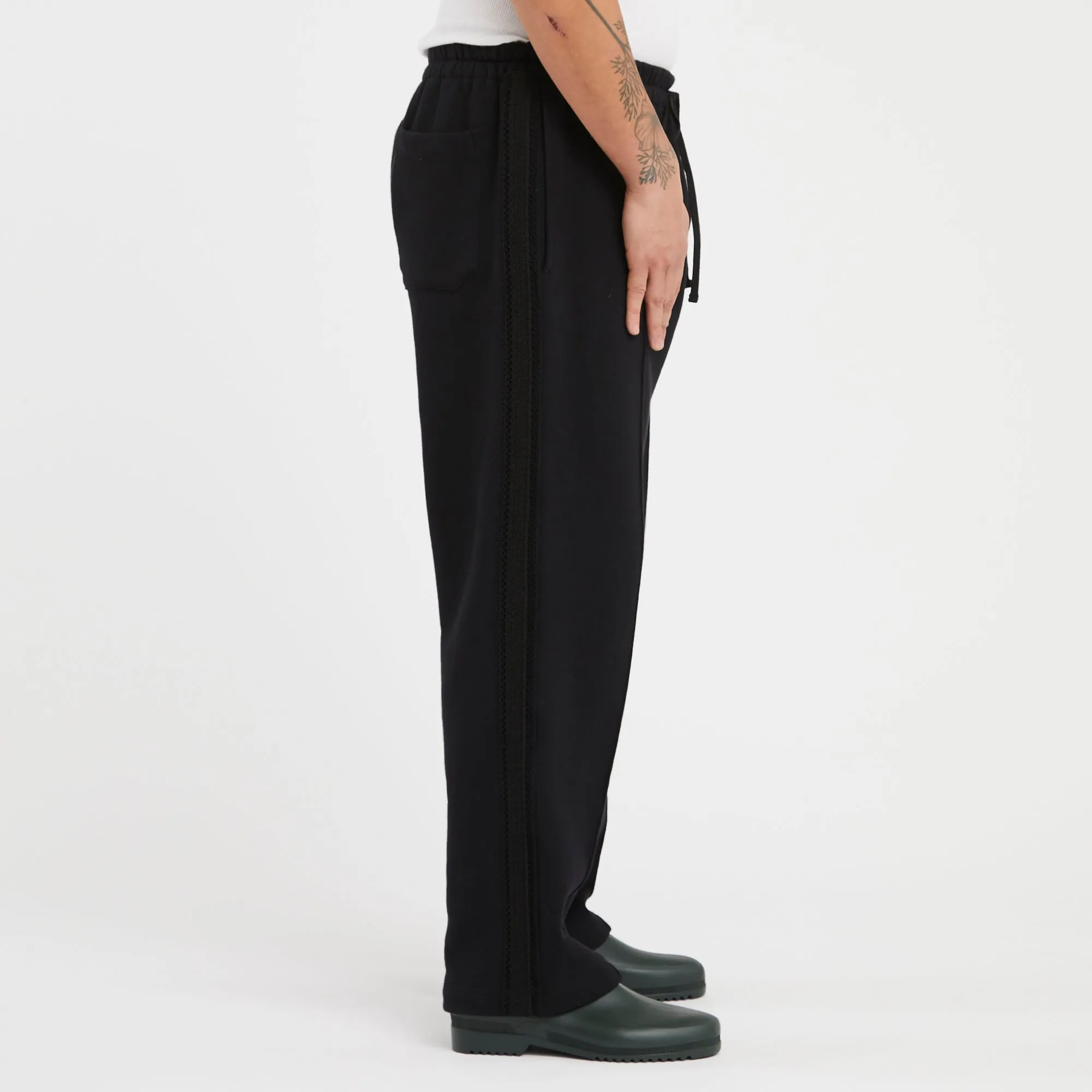 Saunter Pant - Black Cotton Fleece w/ Black Braid sold by S.K. Manor Hill product image thumbnail 4