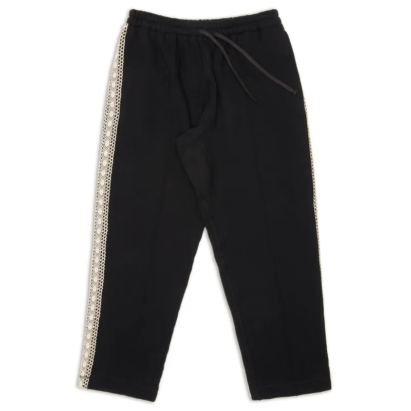 Saunter Pant - Black Cotton Fleece w/ Natural Trim sold by S.K. Manor Hill