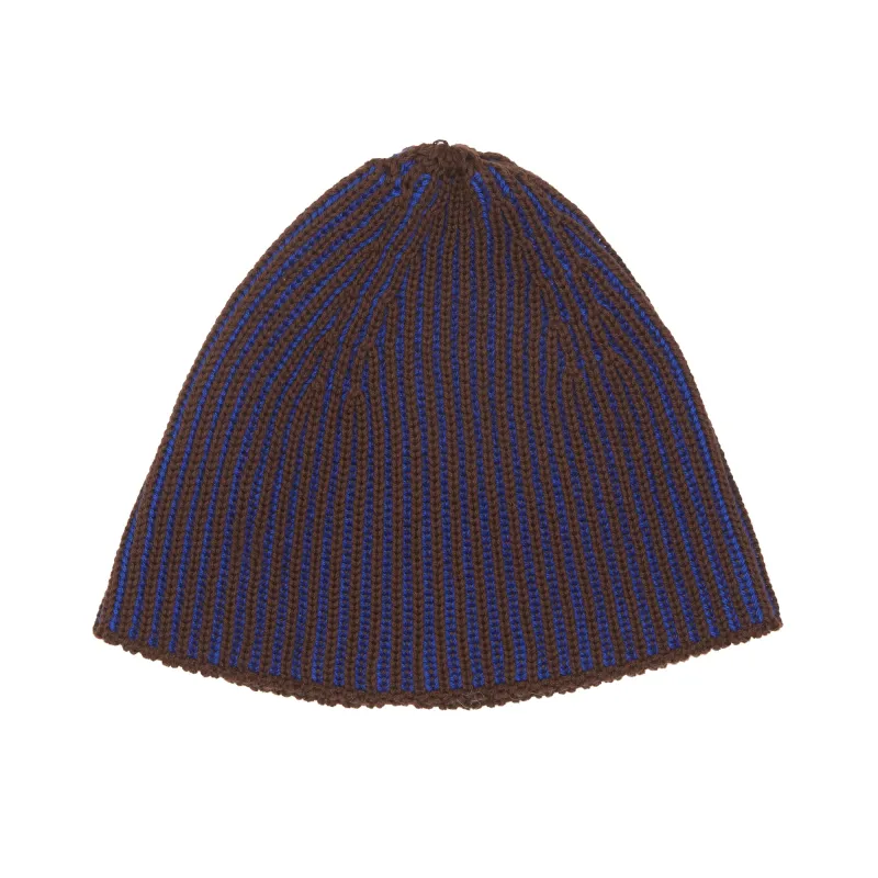 Reversible Knit Skully - Brown & Royal Blue Cotton made by S.K. Manor Hill