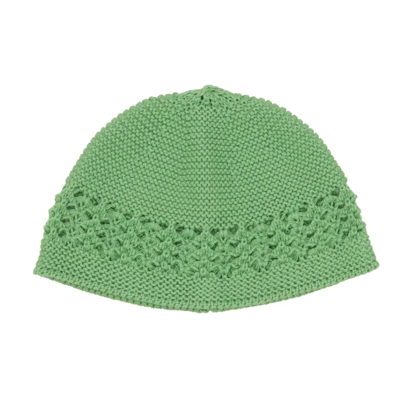 Knit Skull Cap - Emerald Green Cotton made by S.K. Manor Hill