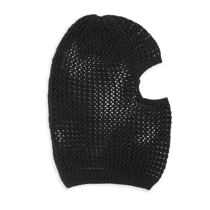 Open Knit Ski Mask - Black Cotton made by S.K. Manor Hill