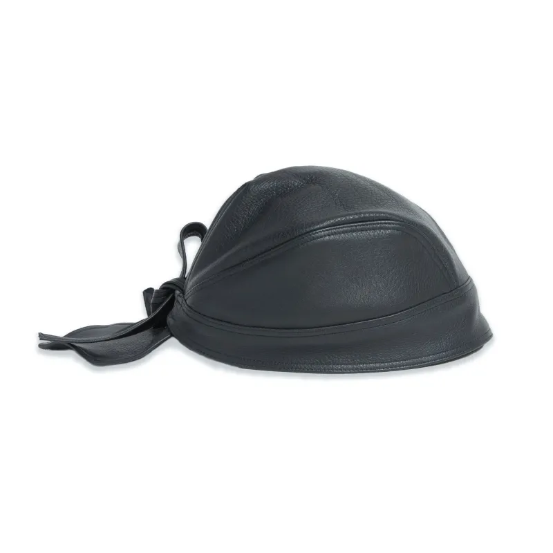 Skull Cap – Black Leather sold by S.K. Manor Hill