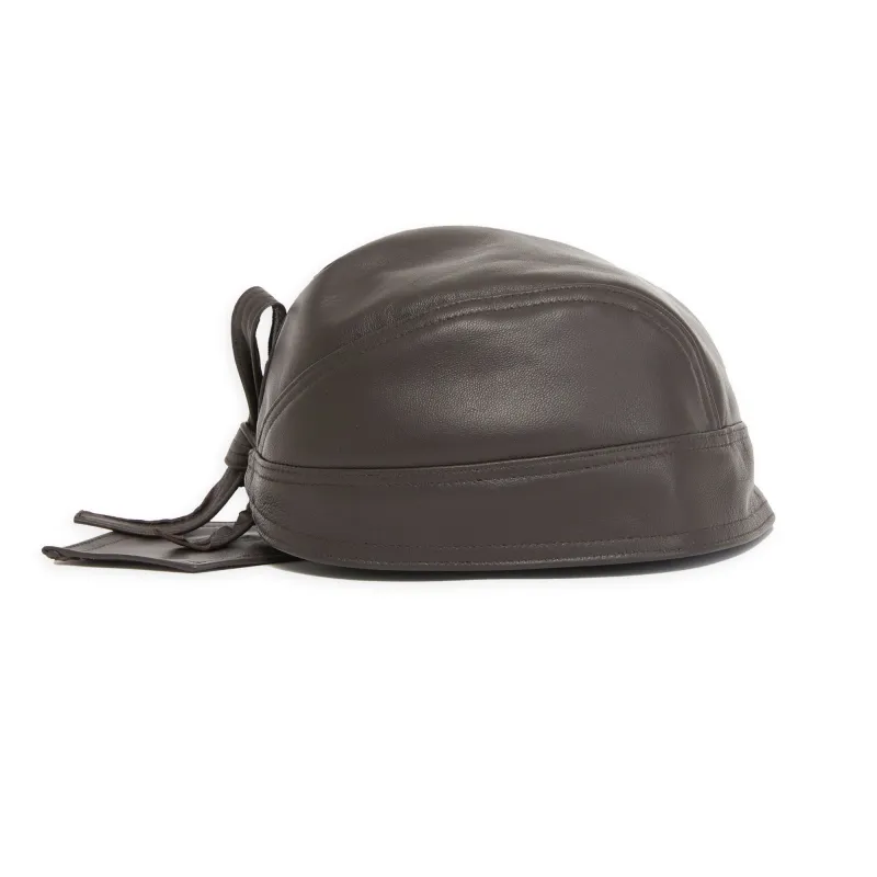 Skull Cap – Dark Brown Leather made by S.K. Manor Hill