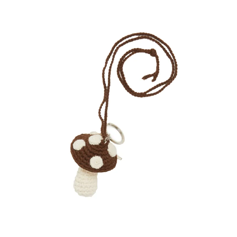 Small Mushroom Keychain/Necklace – Brown Cotton made by S.K. Manor Hill