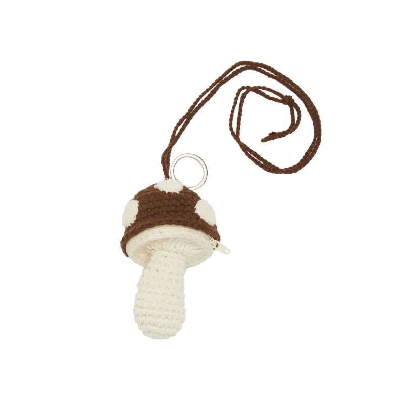 Medium Mushroom Keychain/Necklace – Brown Cotton made by S.K. Manor Hill