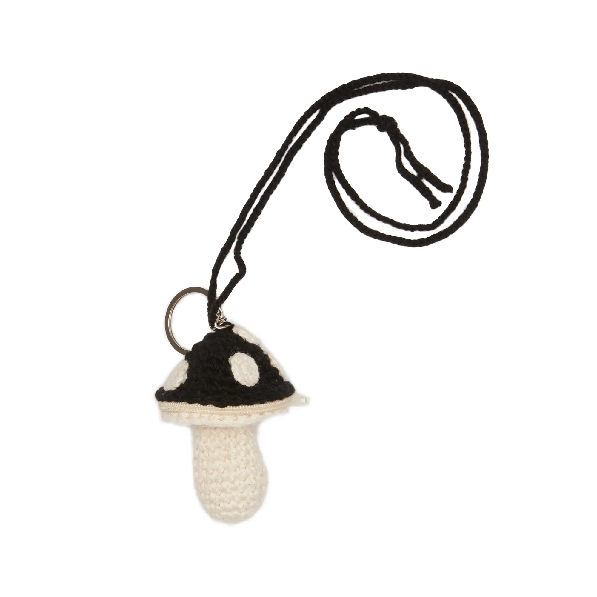 Small Mushroom Keychain/Necklace – Black Cotton sold by S.K. Manor Hill