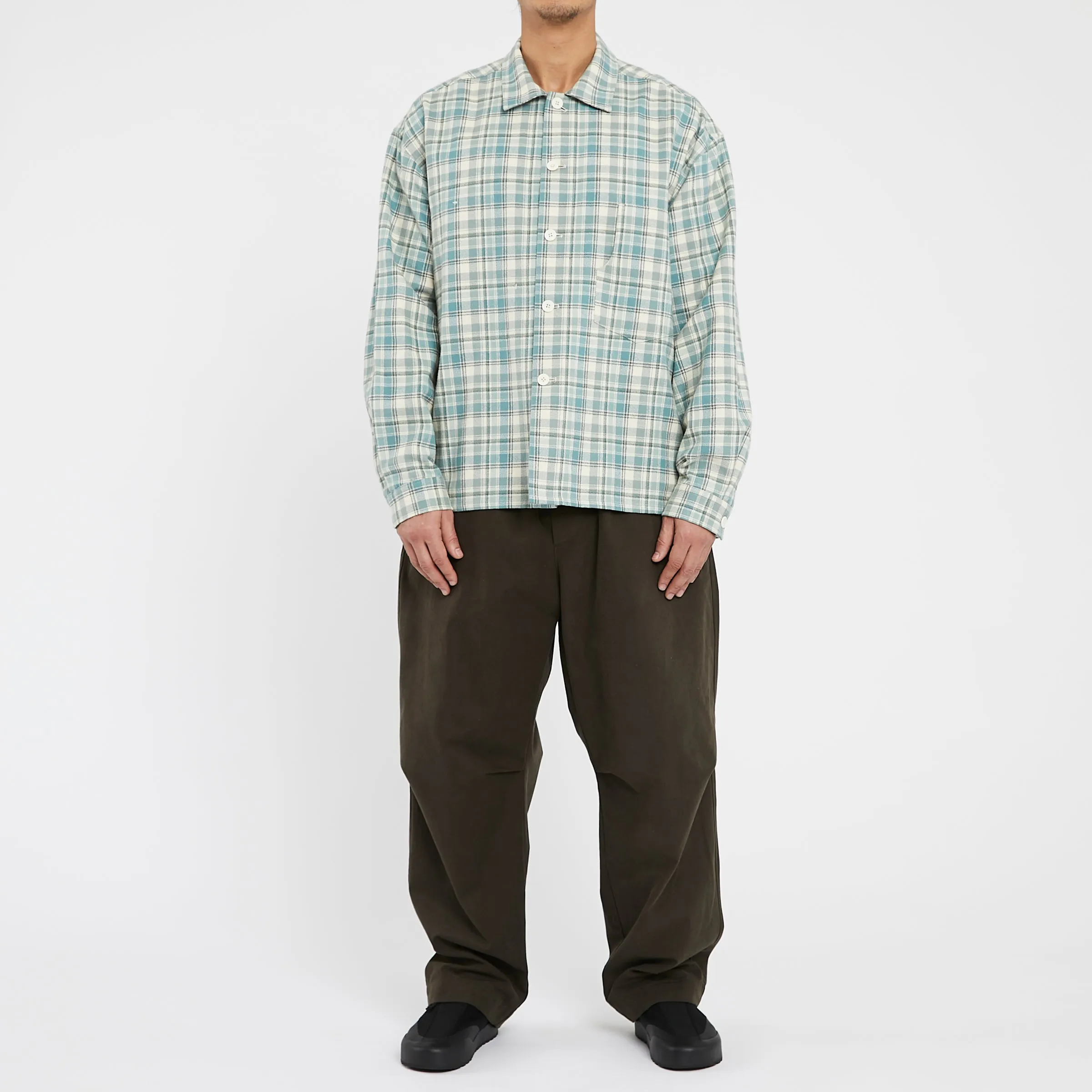 Task Shirt/Jacket - Smoky Blue Plaid Organic Cotton Flannel sold by S.K. Manor Hill product image thumbnail 2
