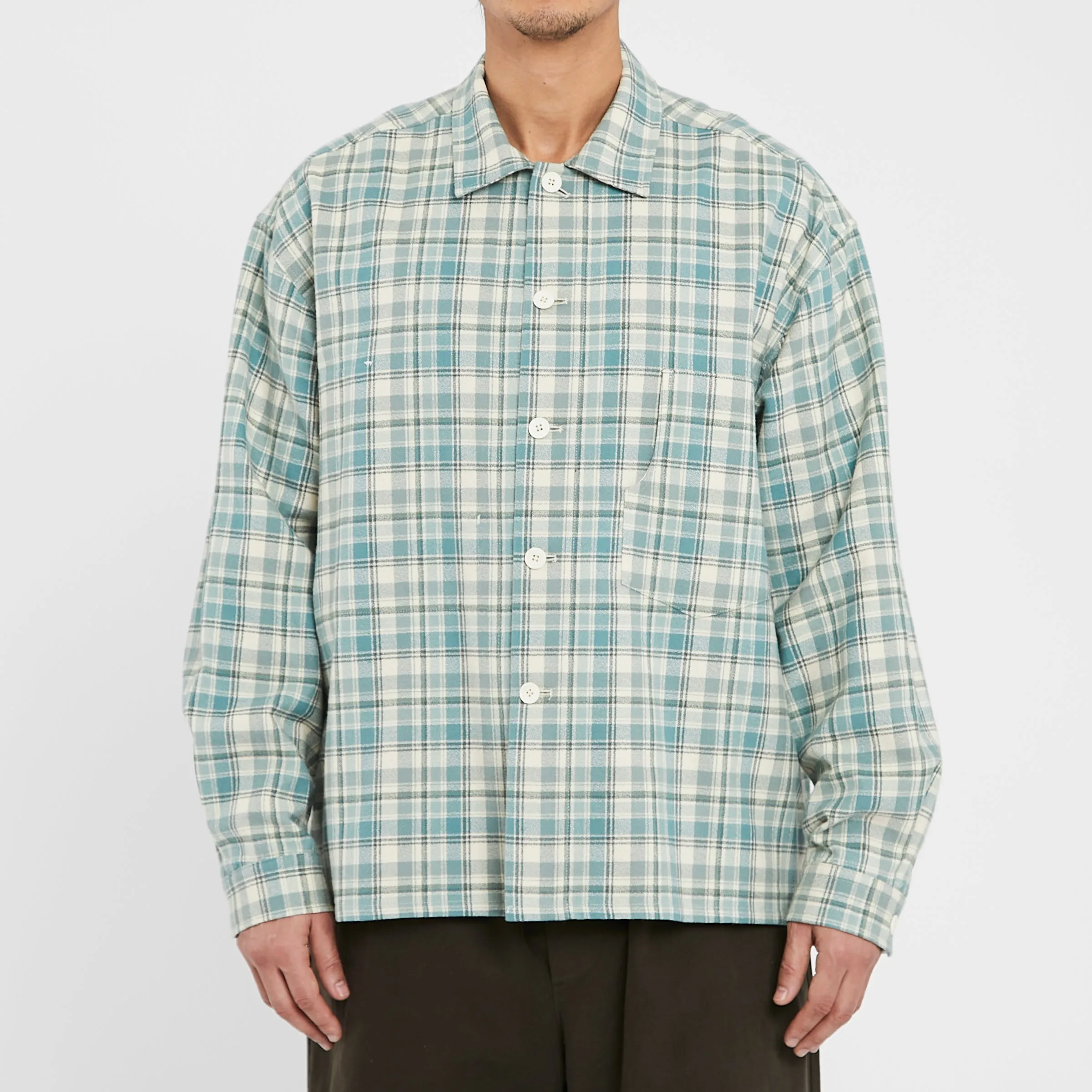 Task Shirt/Jacket - Smoky Blue Plaid Organic Cotton Flannel sold by S.K. Manor Hill product image thumbnail 3
