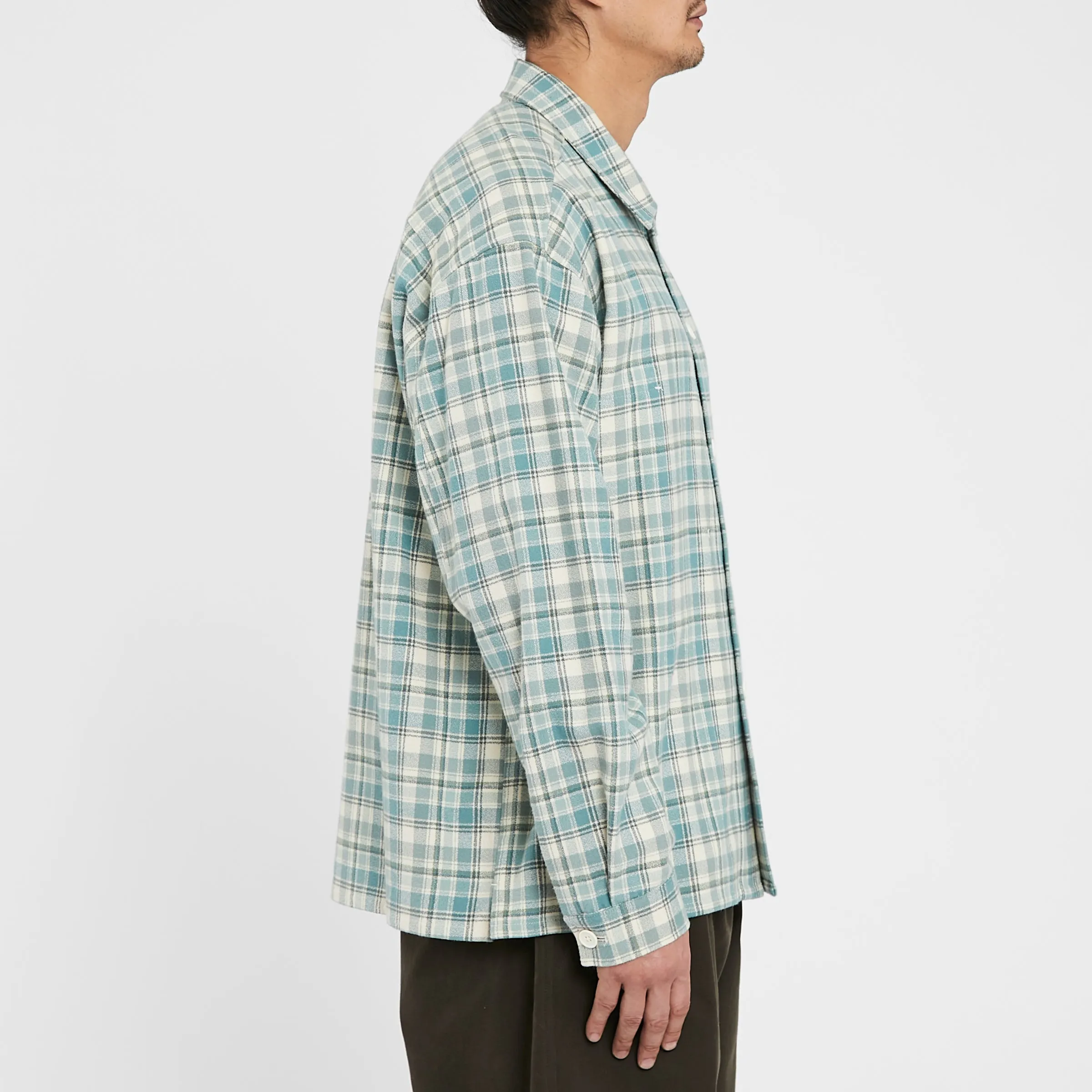 Task Shirt/Jacket - Smoky Blue Plaid Organic Cotton Flannel sold by S.K. Manor Hill product image thumbnail 4