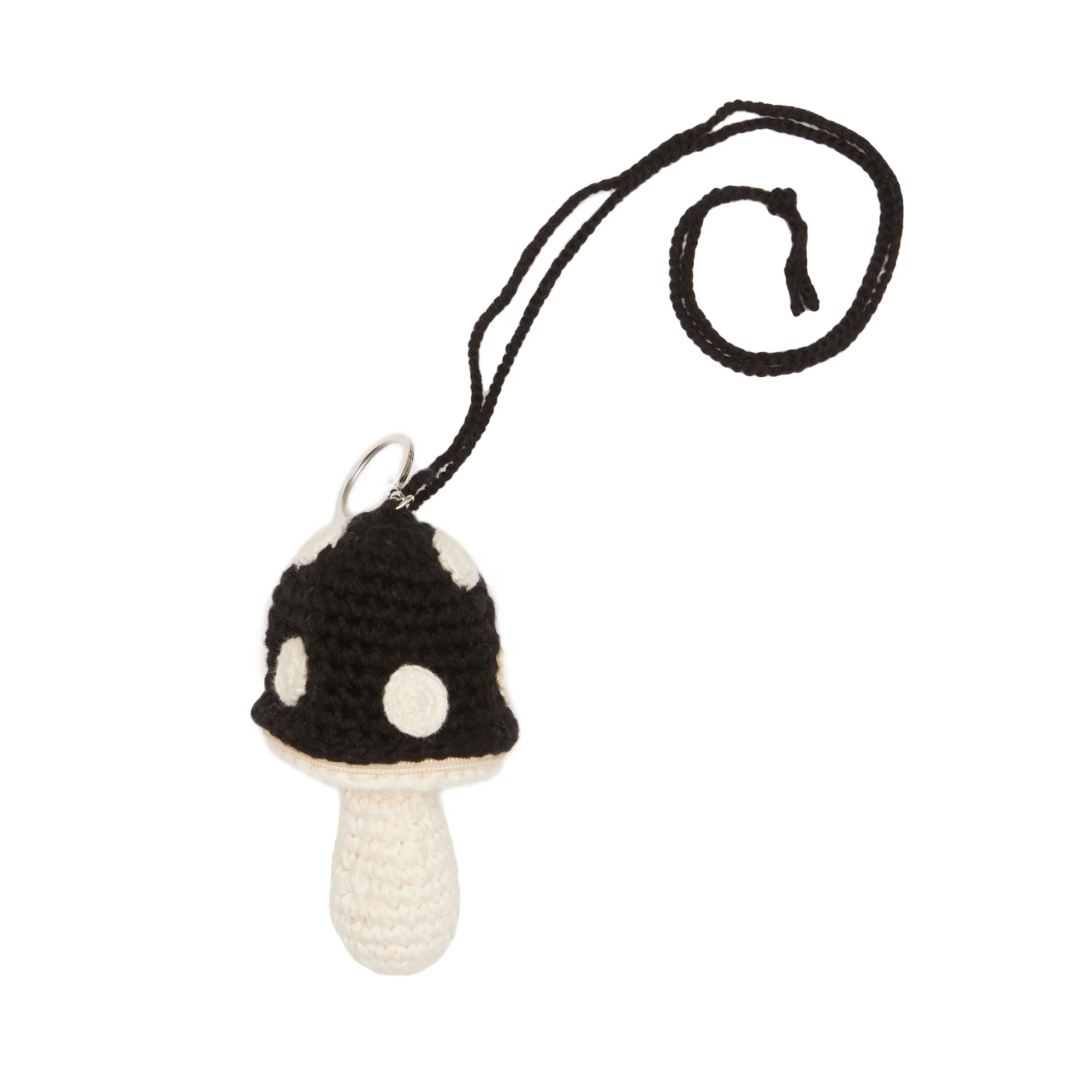 Medium Mushroom Keychain/Necklace – Black Cotton sold by S.K. Manor Hill