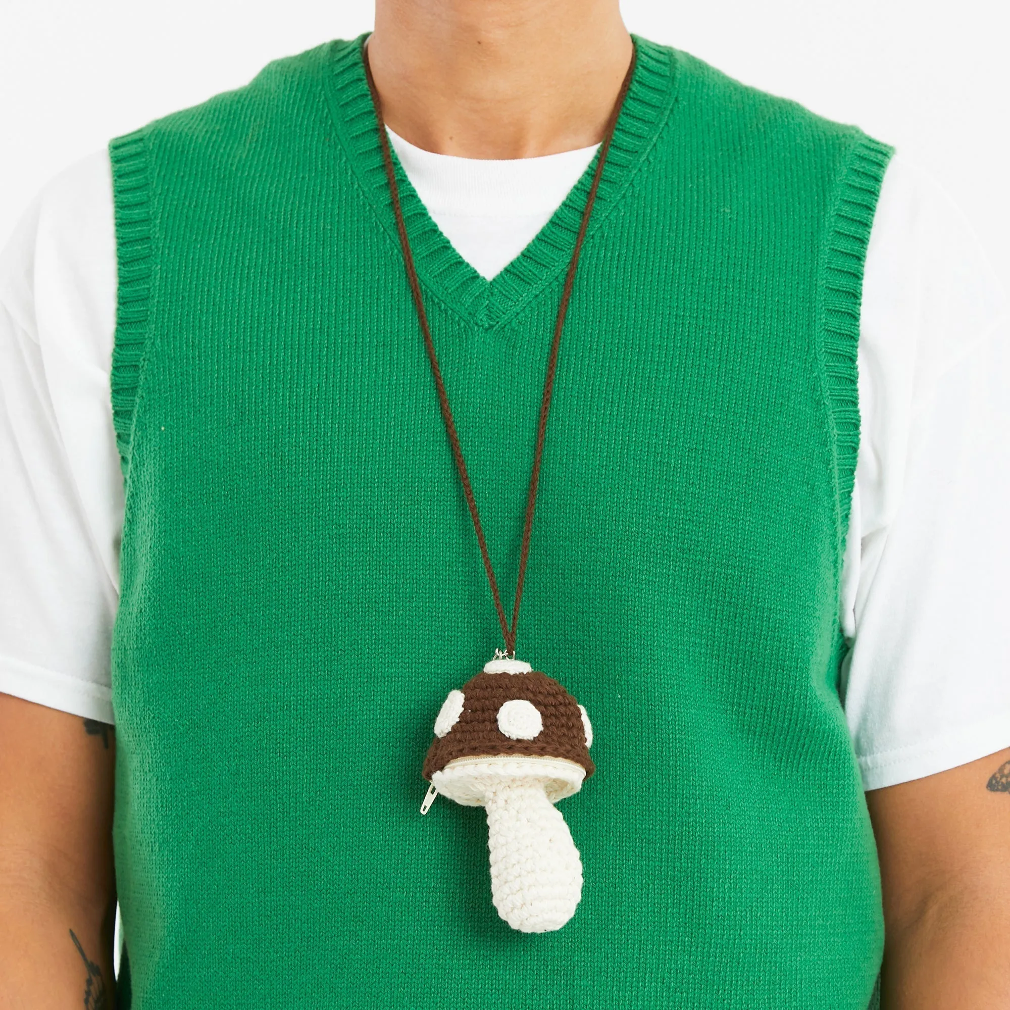 Medium Mushroom Keychain/Necklace – Brown Cotton sold by S.K. Manor Hill product image thumbnail 3