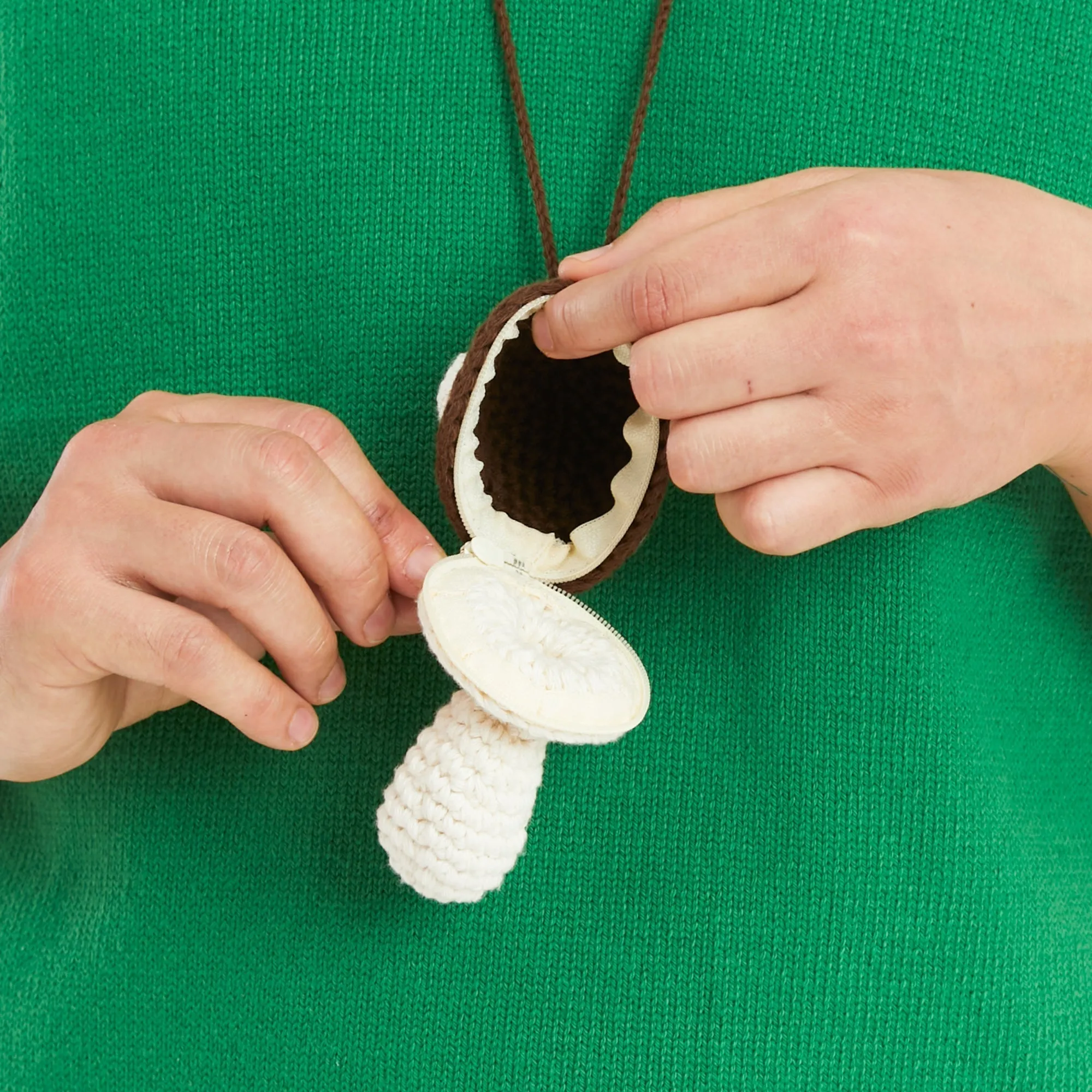 Medium Mushroom Keychain/Necklace – Brown Cotton sold by S.K. Manor Hill product image thumbnail 4