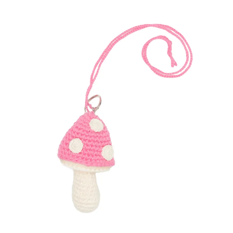 Medium Mushroom Keychain/Necklace – Pink Cotton made by S.K. Manor Hill
