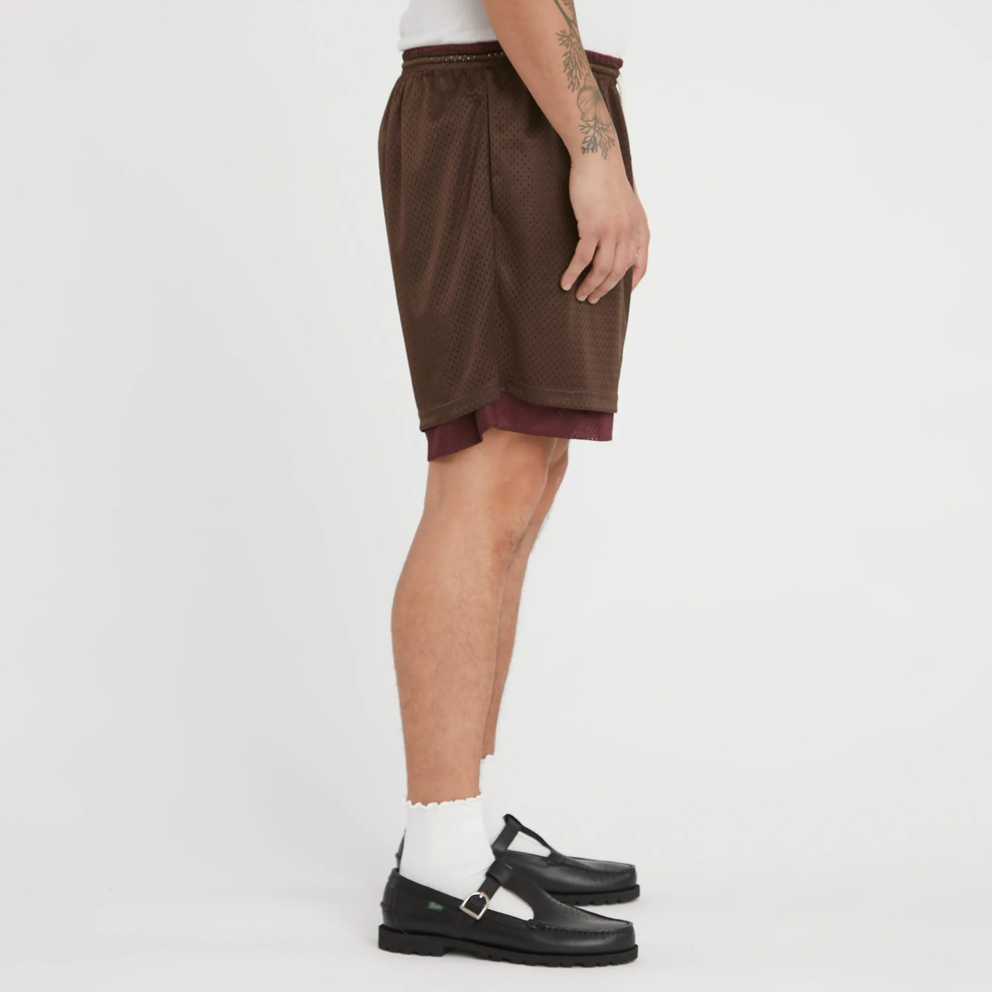 Reversible Ball Short - Brown & Burgundy Mesh sold by S.K. Manor Hill product image thumbnail 4