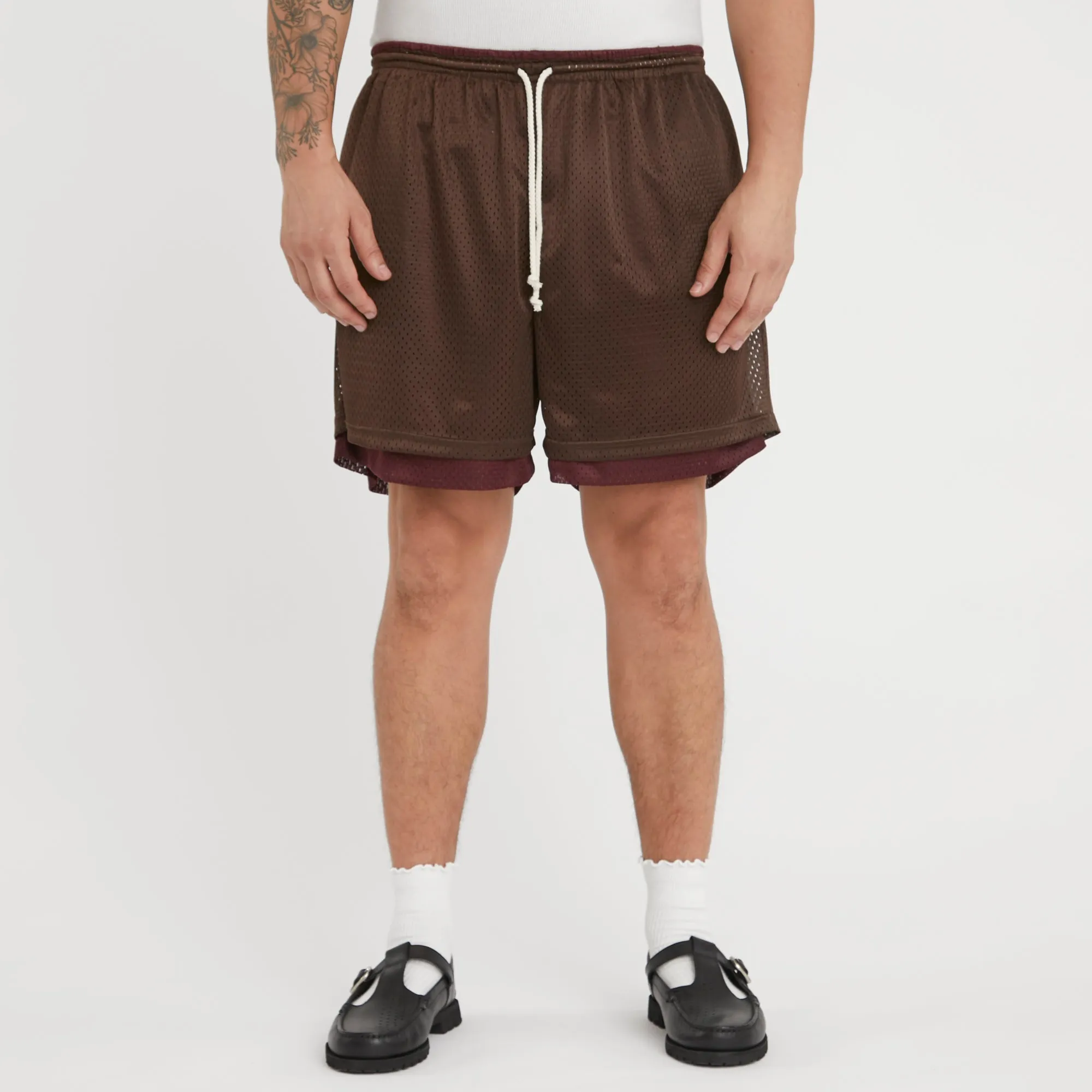 Reversible Ball Short - Brown & Burgundy Mesh sold by S.K. Manor Hill product image thumbnail 3