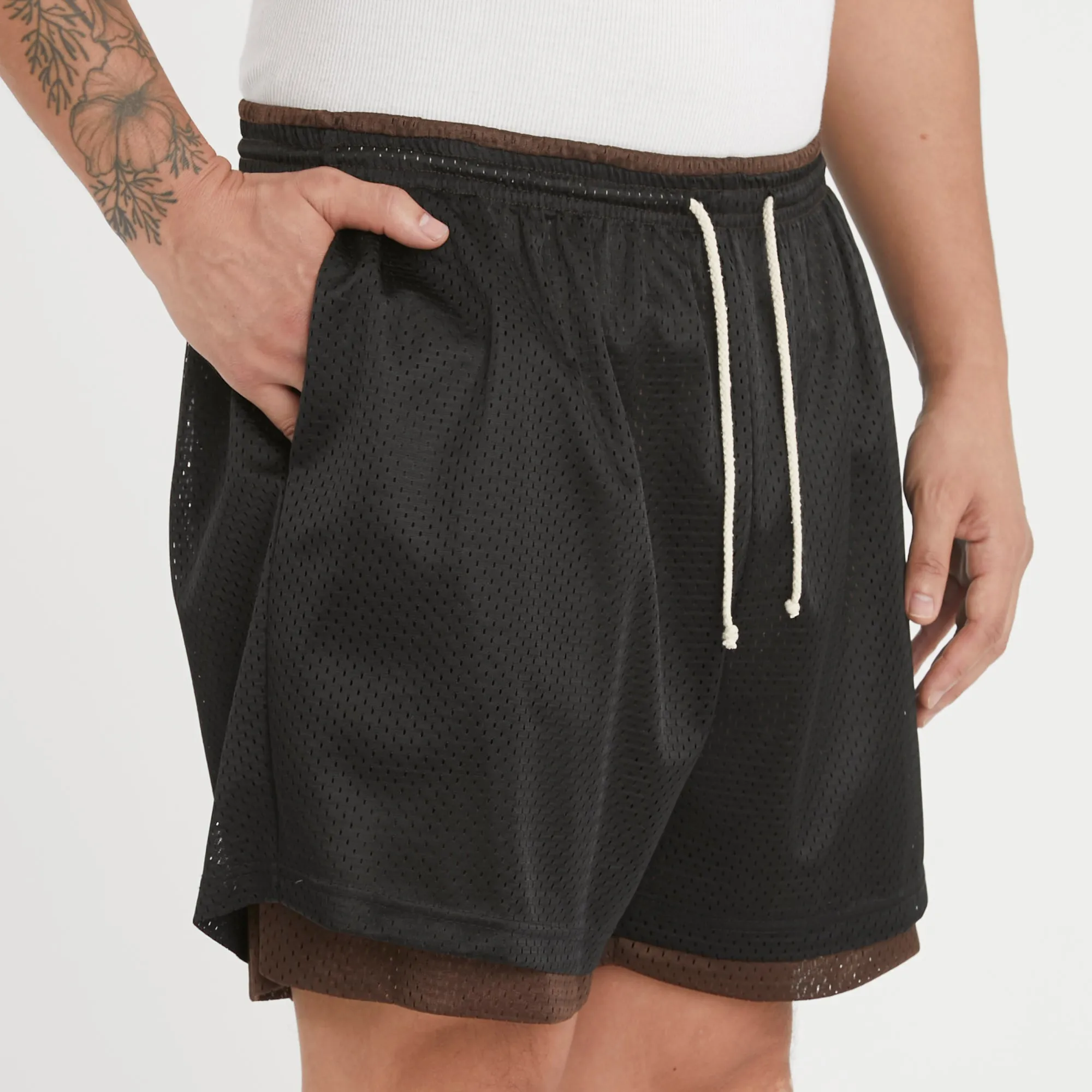 Reversible Ball Short - Black & Brown Mesh sold by S.K. Manor Hill product image thumbnail 5