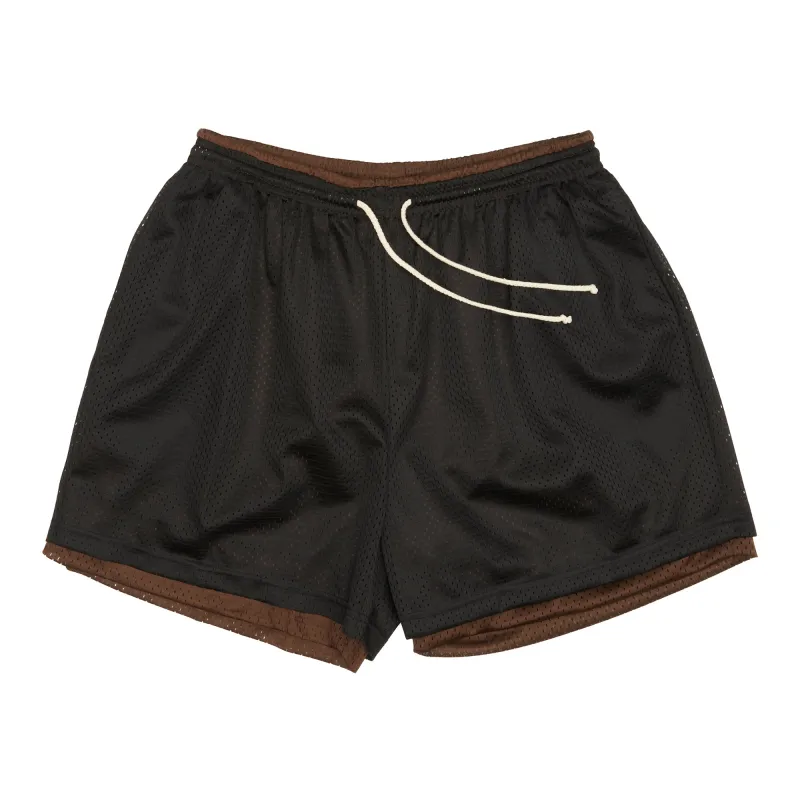 Reversible Ball Short - Black & Brown Mesh made by S.K. Manor Hill