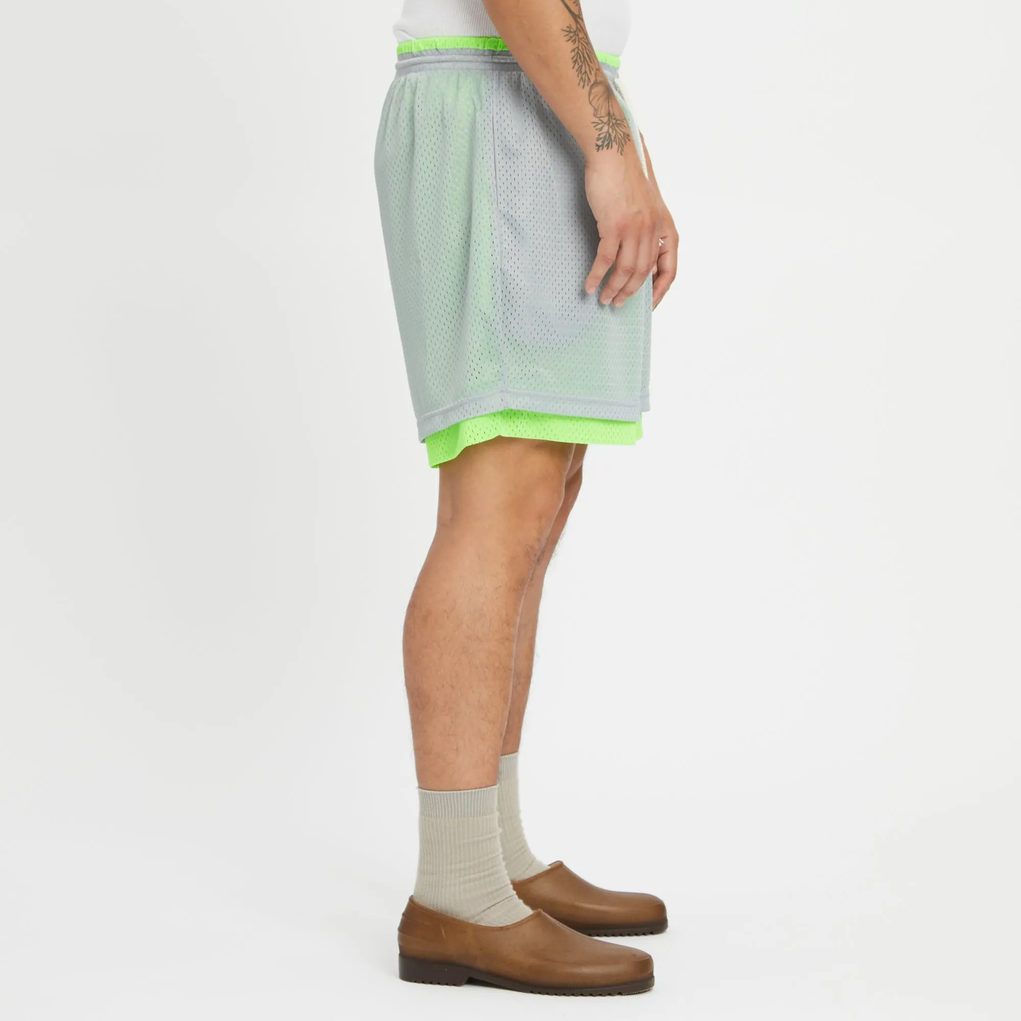 Reversible Ball Short - Grey & Neon Green Mesh sold by S.K. Manor Hill product image thumbnail 4