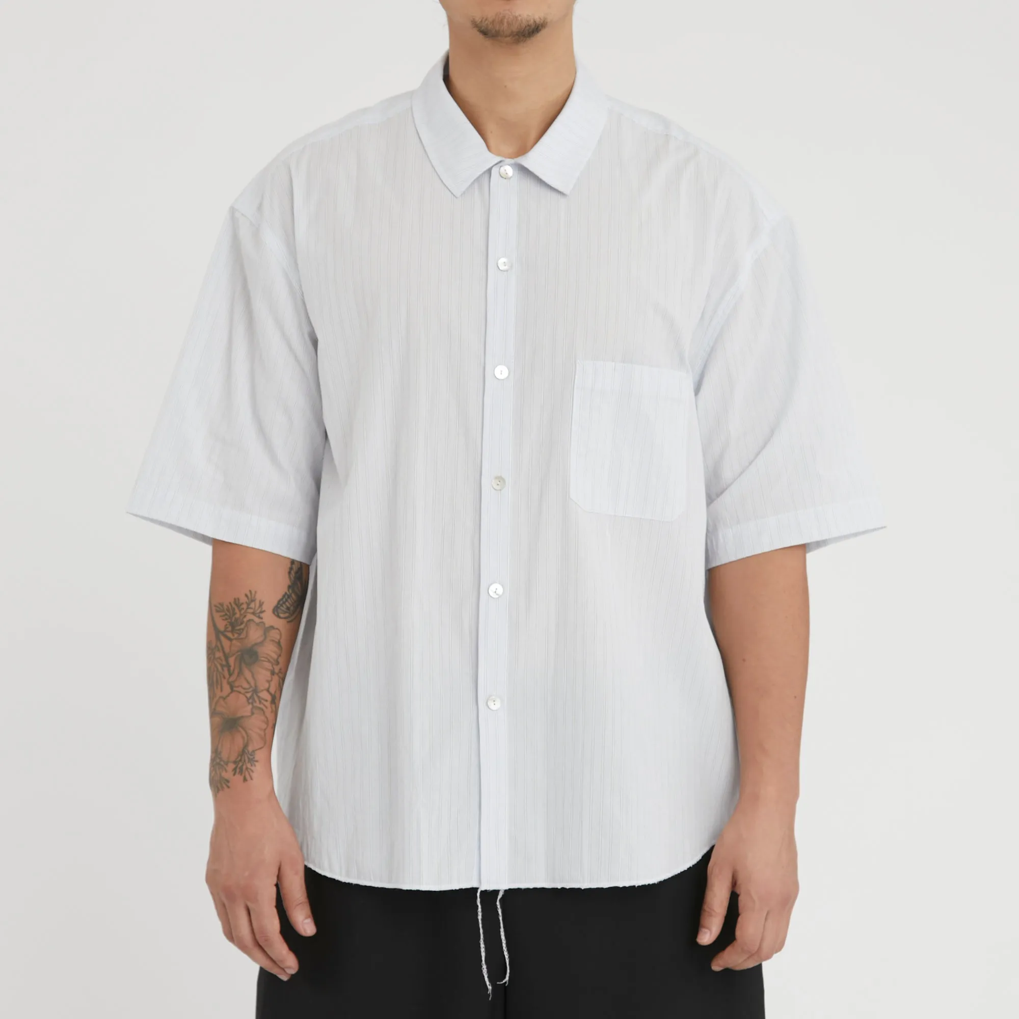 Sage Shirt - White & Light Blue Striped Cotton sold by S.K. Manor Hill product image thumbnail 3