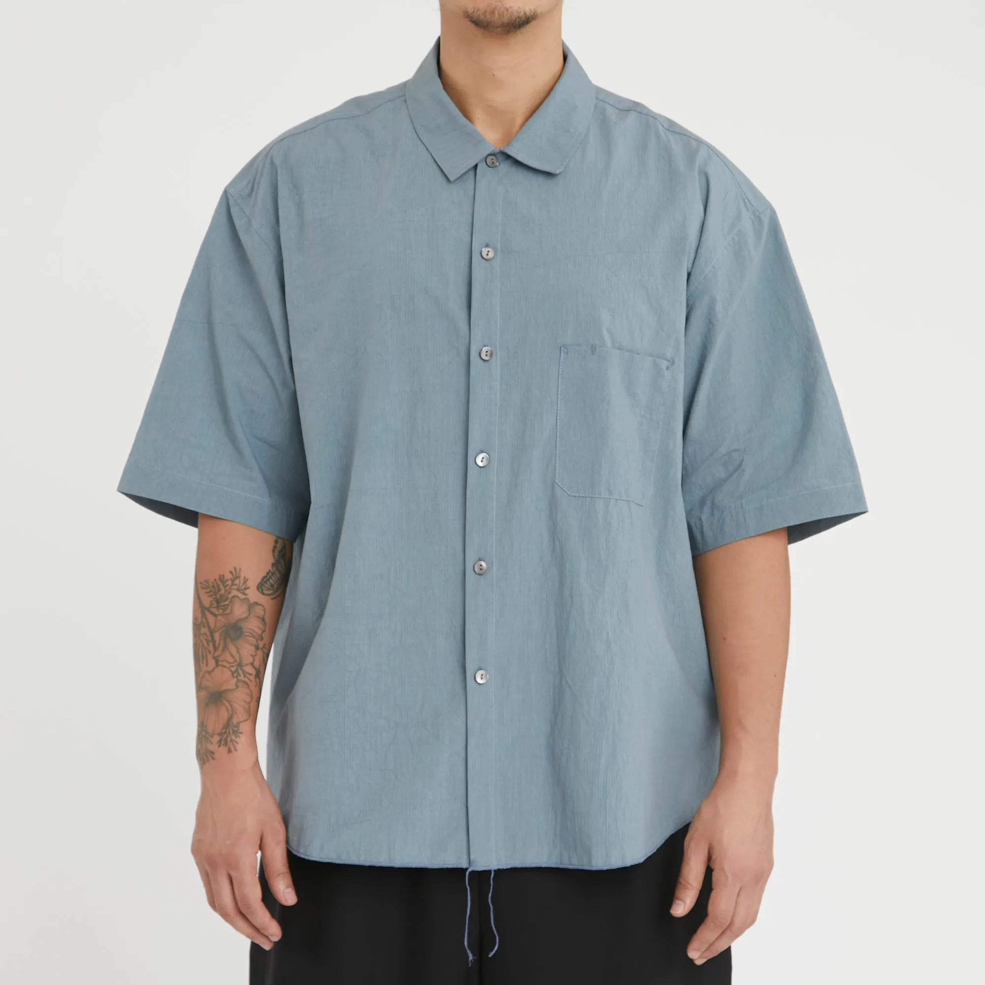 Sage Shirt - Slate Blue Organic Cotton Ripstop sold by S.K. Manor Hill product image thumbnail 3