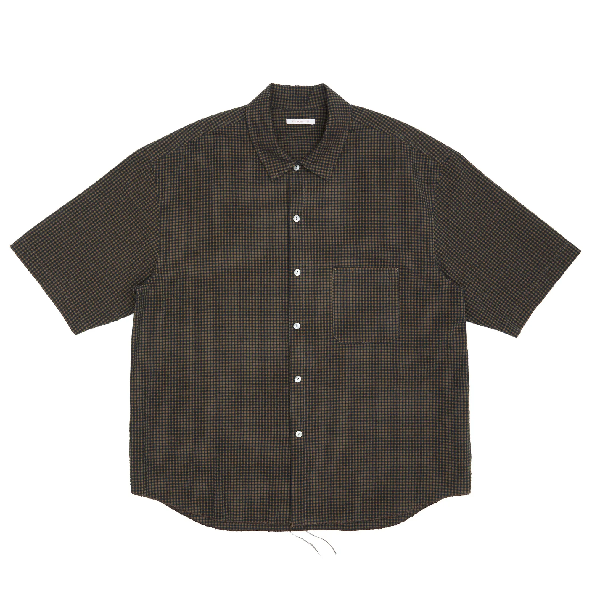 Sage Shirt - Navy/Tan/Green Dobby Plaid Organic Cotton sold by S.K. Manor Hill