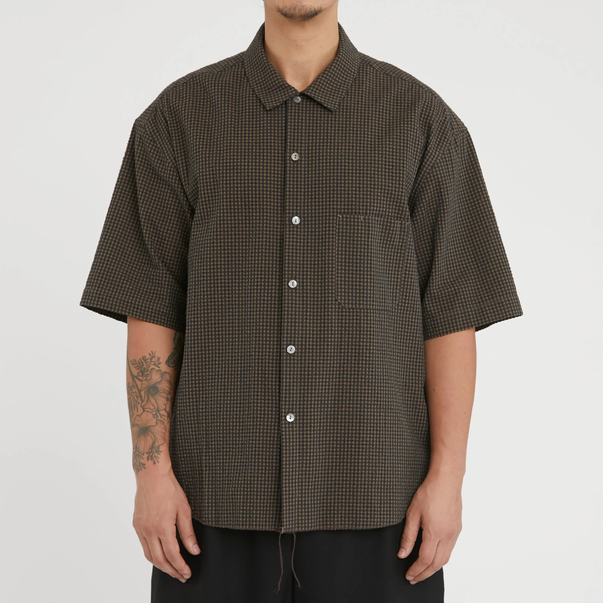 Sage Shirt - Navy/Tan/Green Dobby Plaid Organic Cotton sold by S.K. Manor Hill product image thumbnail 3