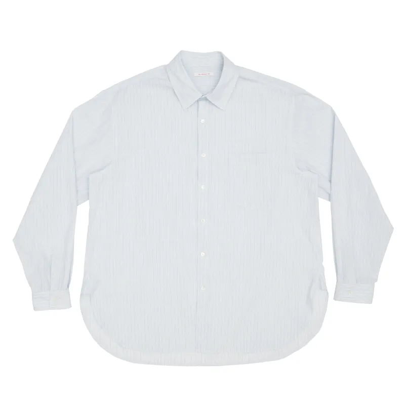 Scribe Shirt - White & Light Blue Striped Cotton made by S.K. Manor Hill