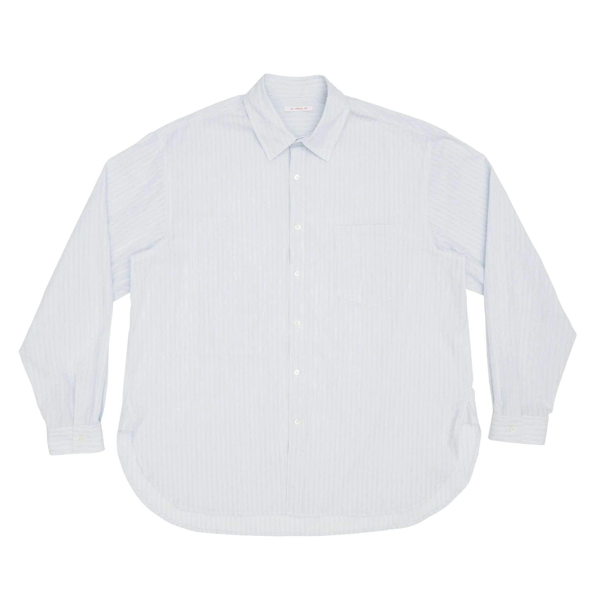 Scribe Shirt - White & Light Blue Striped Cotton sold by S.K. Manor Hill