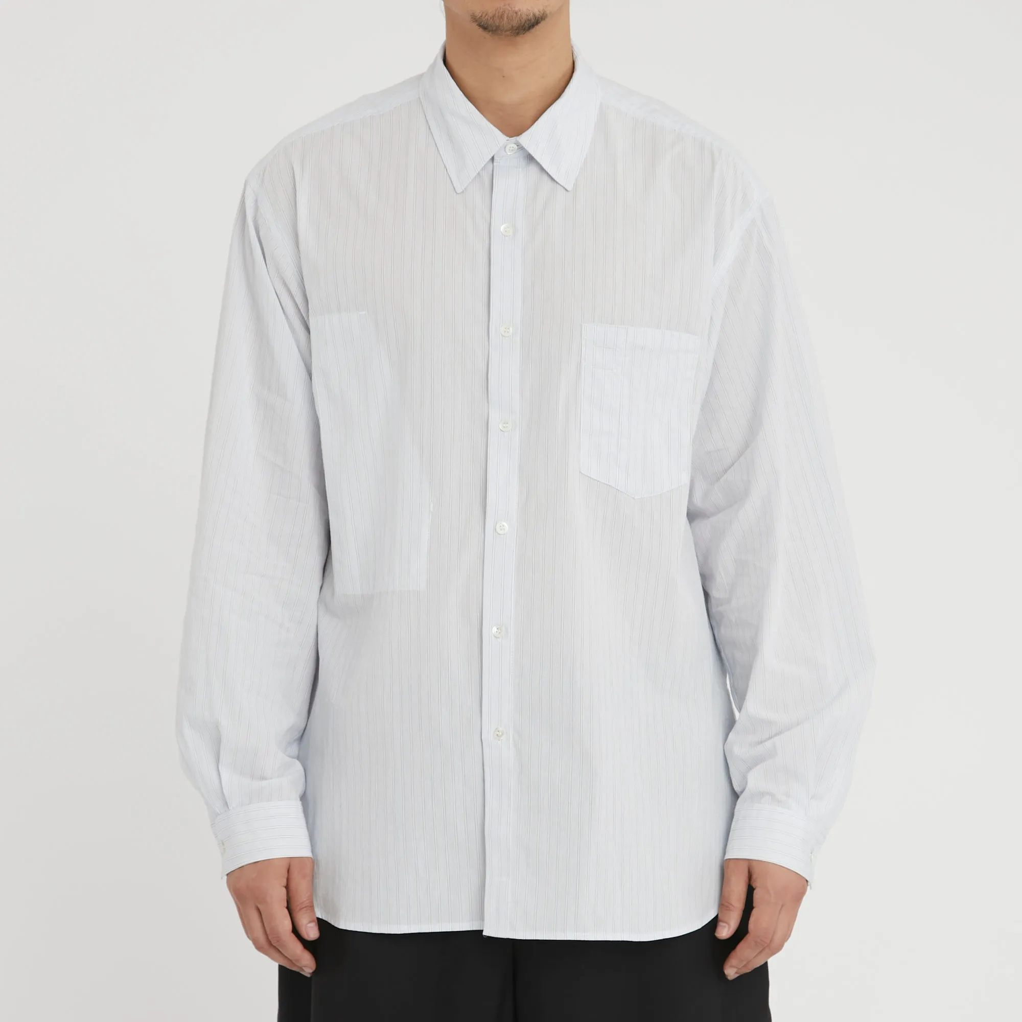 Scribe Shirt - White & Light Blue Striped Cotton sold by S.K. Manor Hill product image thumbnail 3