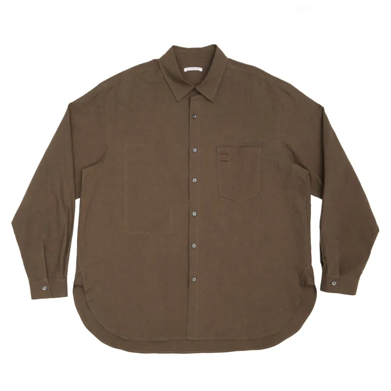 Scribe Shirt - Brown Linen / Cotton made by S.K. Manor Hill