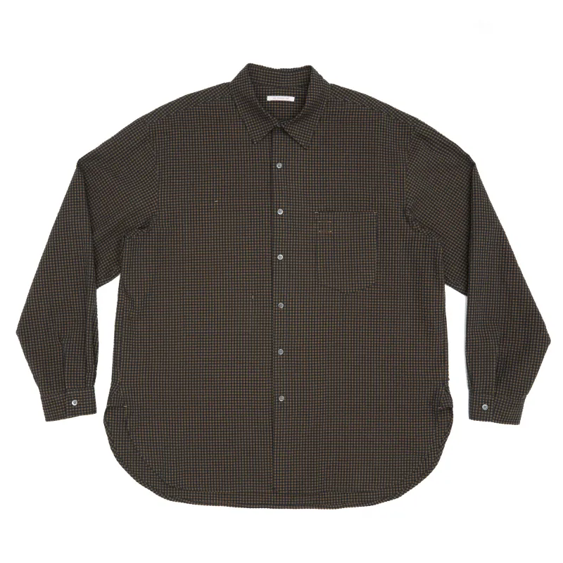 Scribe Shirt - Navy/Tan/Green Dobby Plaid Organic Cotton made by S.K. Manor Hill