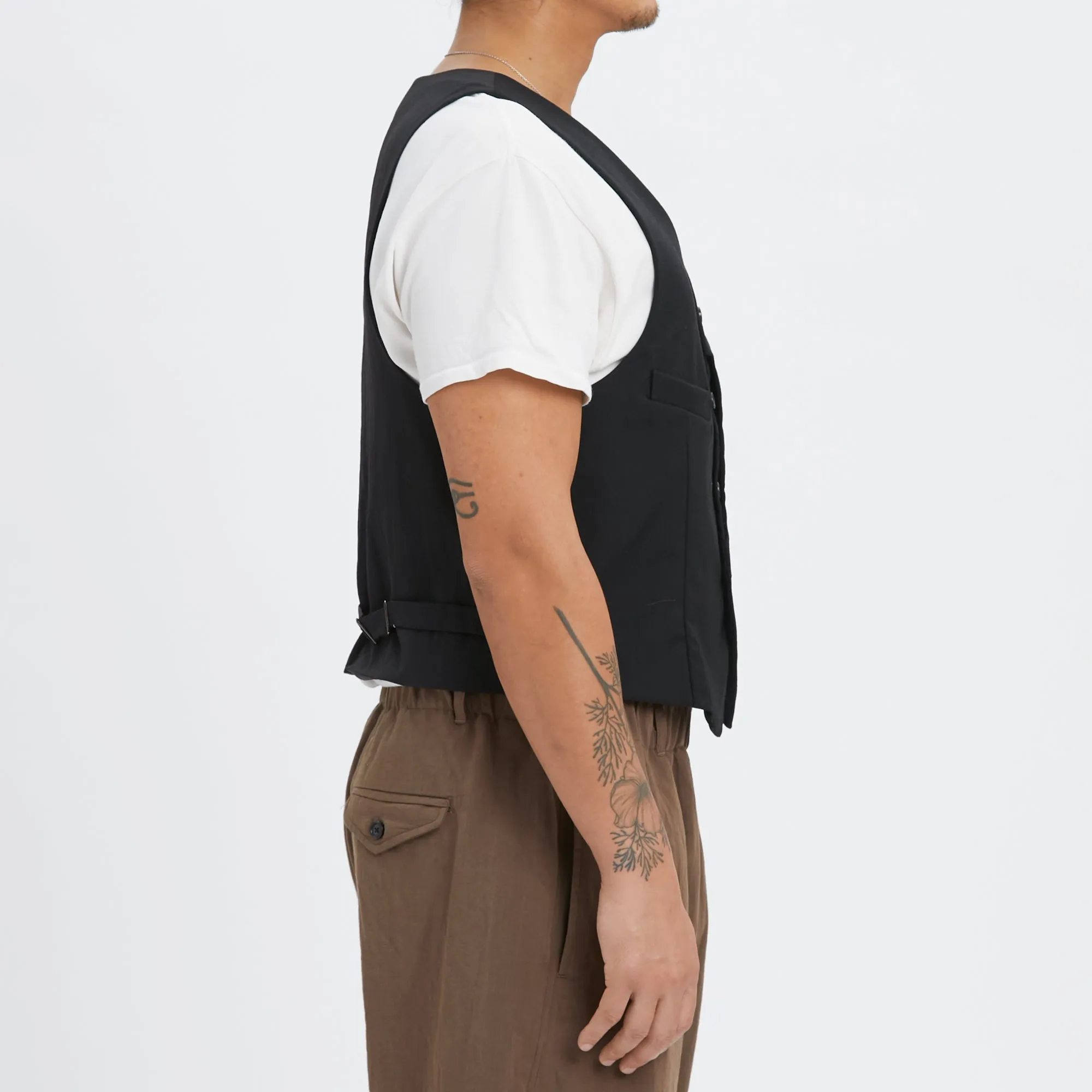 Waistcoat - Black Tropical Wool sold by S.K. Manor Hill product image thumbnail 4