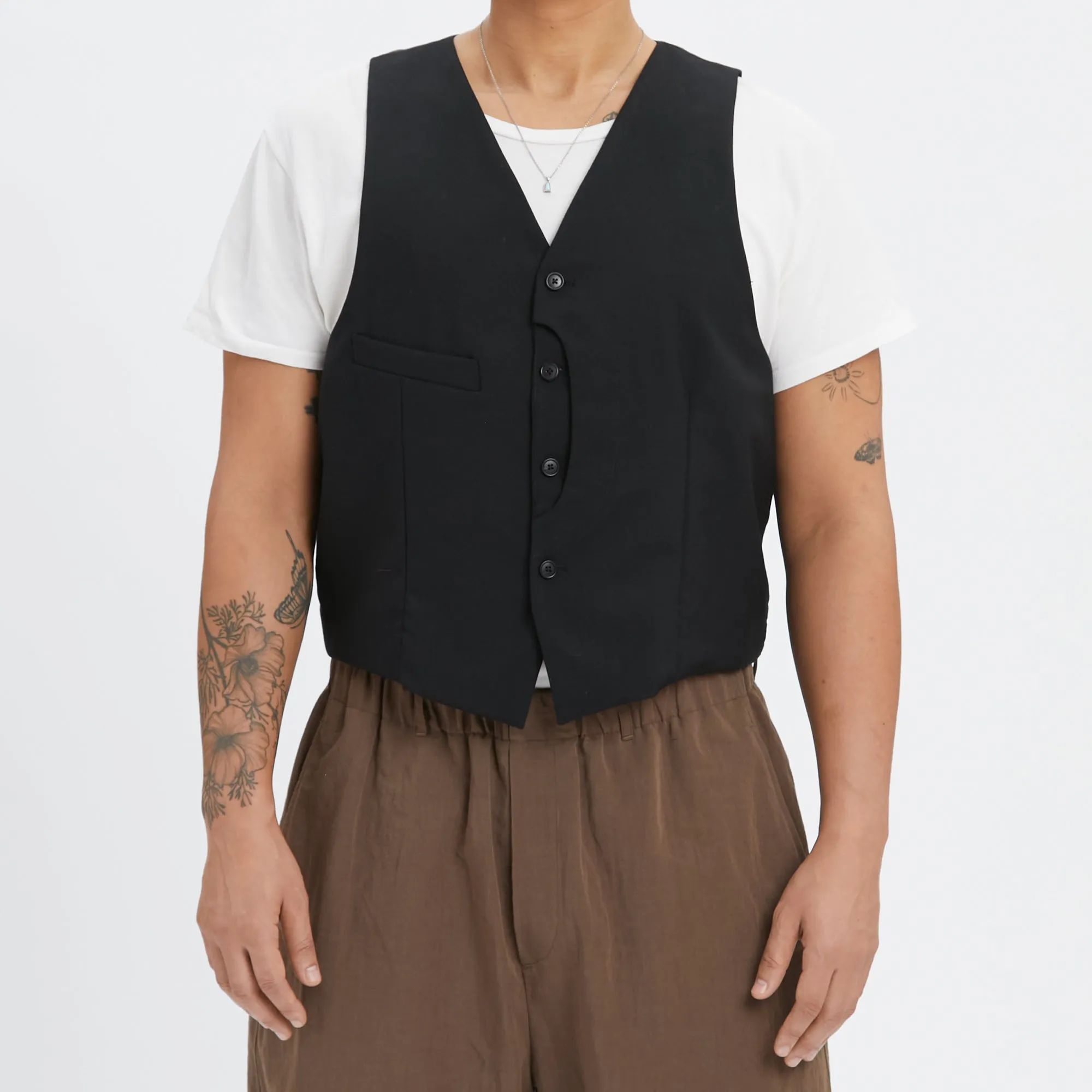 Waistcoat - Black Tropical Wool sold by S.K. Manor Hill product image thumbnail 3