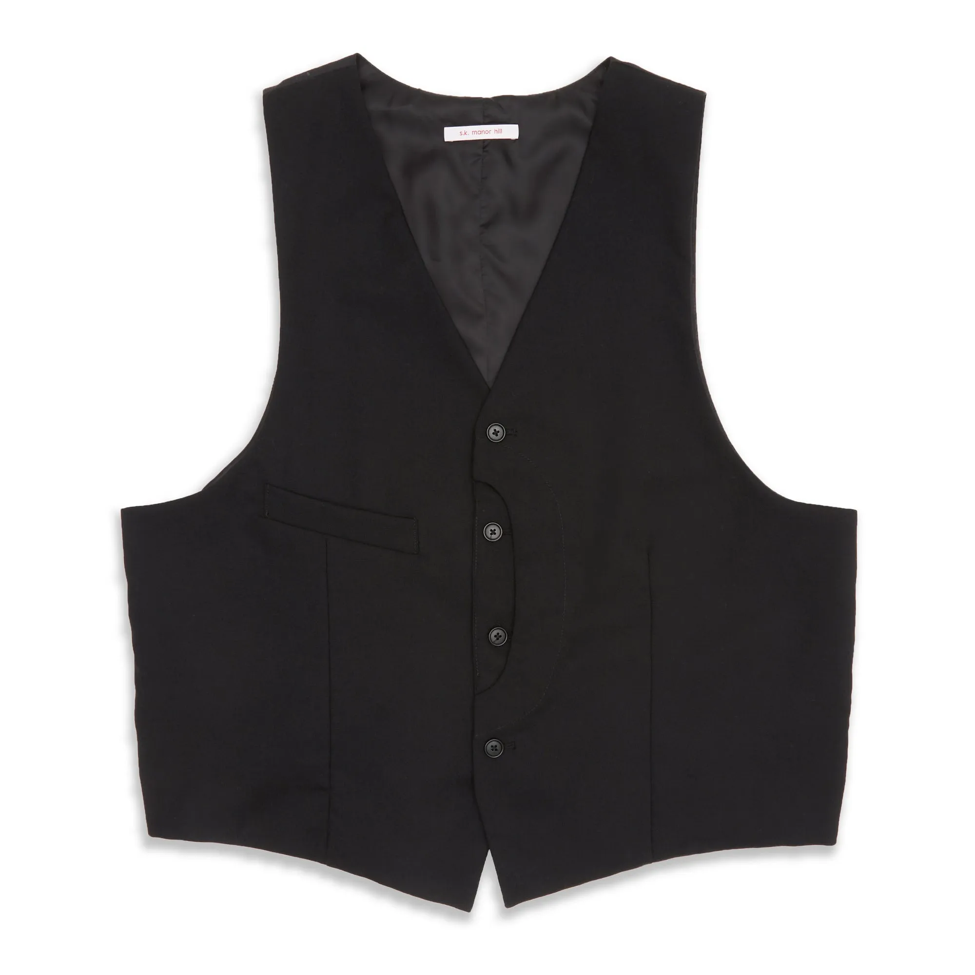Waistcoat - Black Tropical Wool sold by S.K. Manor Hill