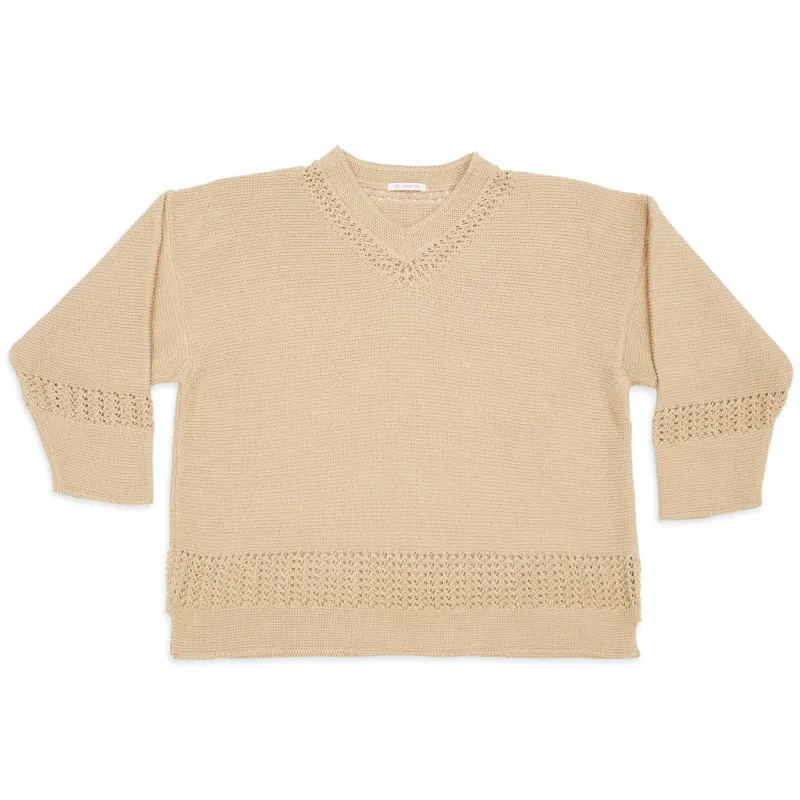 Knit Hockey Sweater - Tan Cotton made by S.K. Manor Hill
