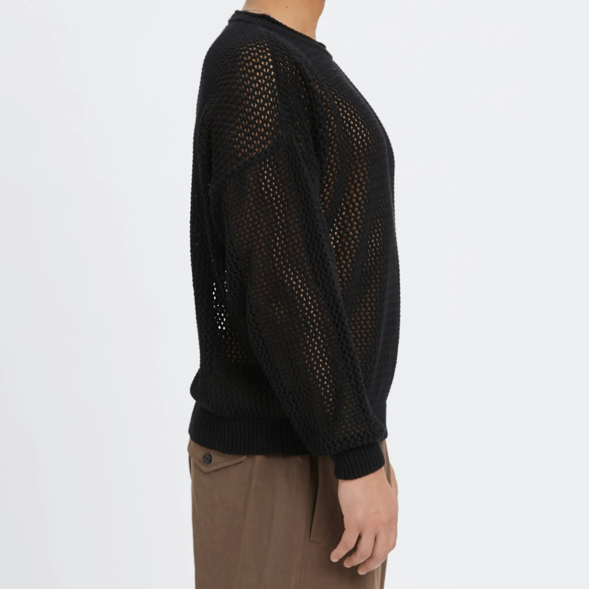 Open Knit Sweater - Black Cotton sold by S.K. Manor Hill product image thumbnail 4