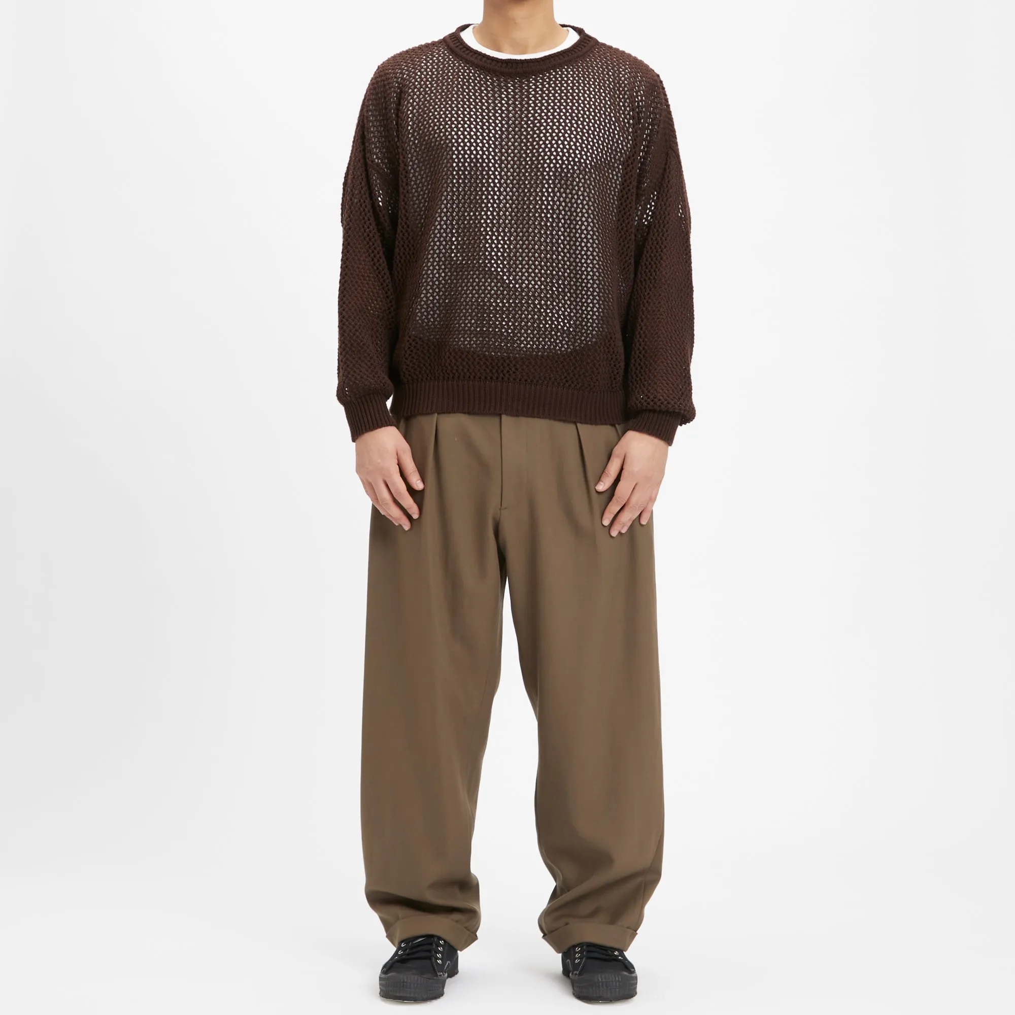Open Knit Sweater - Brown Cotton sold by S.K. Manor Hill product image thumbnail 2