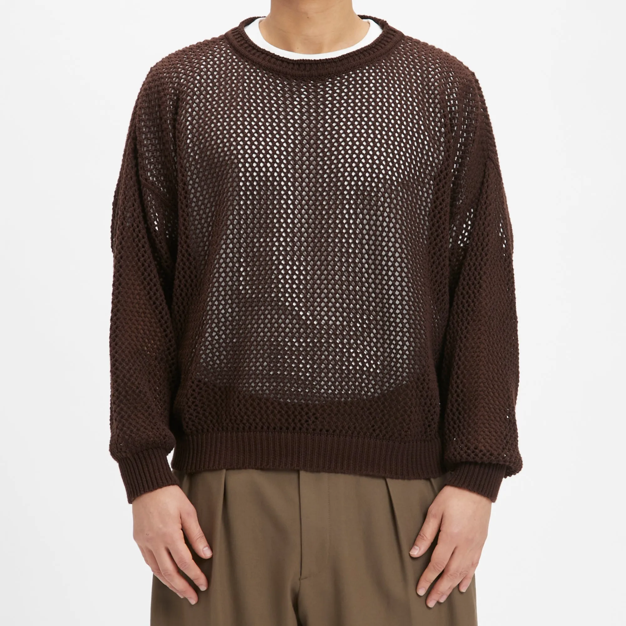 Open Knit Sweater - Brown Cotton sold by S.K. Manor Hill product image thumbnail 3