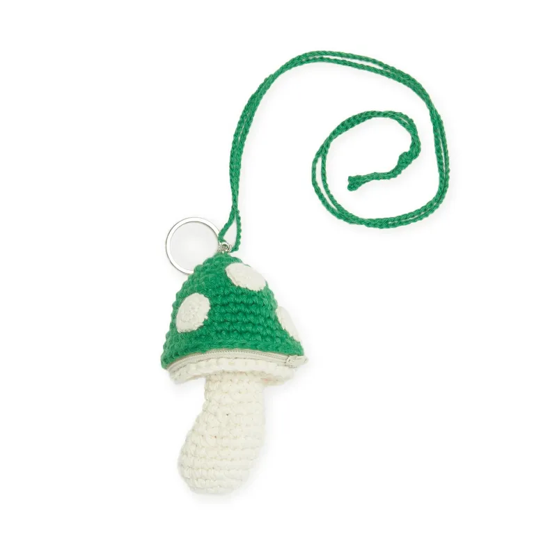 Medium Mushroom Keychain/Necklace – Green Cotton made by S.K. Manor Hill