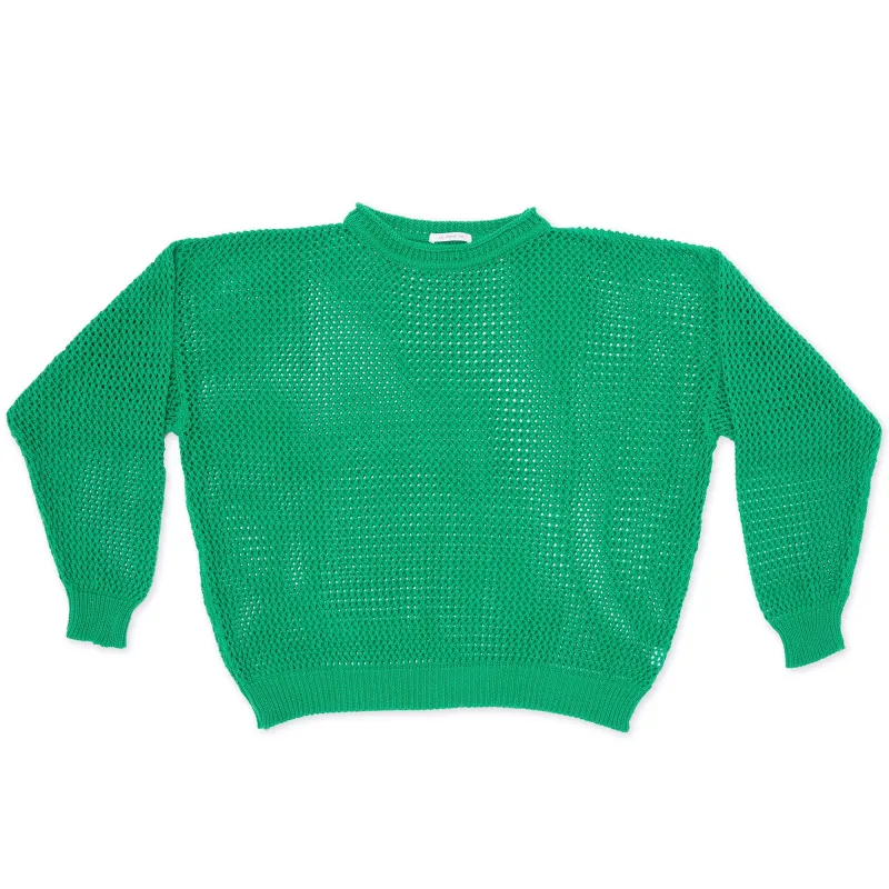 Open Knit Sweater - Kelly Green Cotton made by S.K. Manor Hill