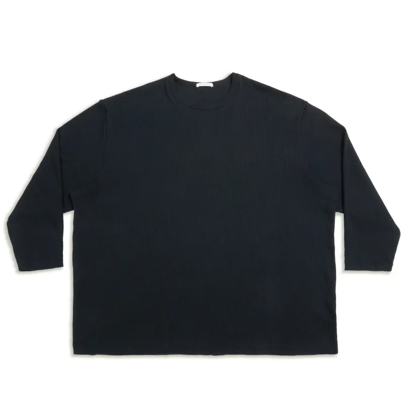 Waffle Thermal Long Sleeve T-Shirt - Black Cotton made by S.K. Manor Hill