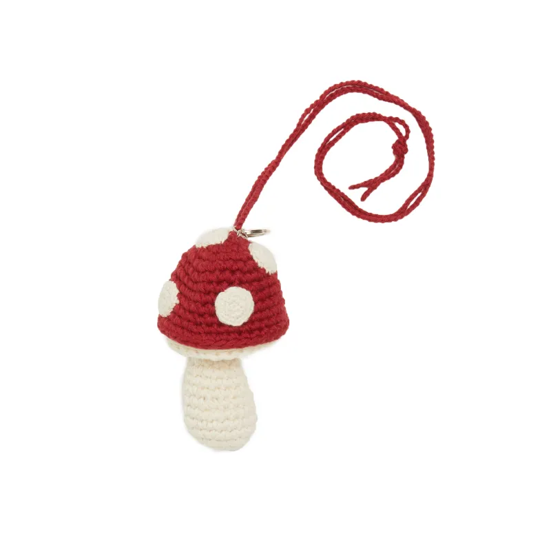 Medium Mushroom Keychain/Necklace – Red Cotton made by S.K. Manor Hill
